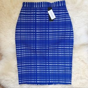 Banana Republic Blue Square Jacquard Pencil Skirt